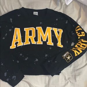 PINK army cropped bleached long sleeve